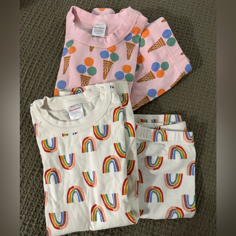Hanna Andersson Pink and Cream Kids Pajama Set